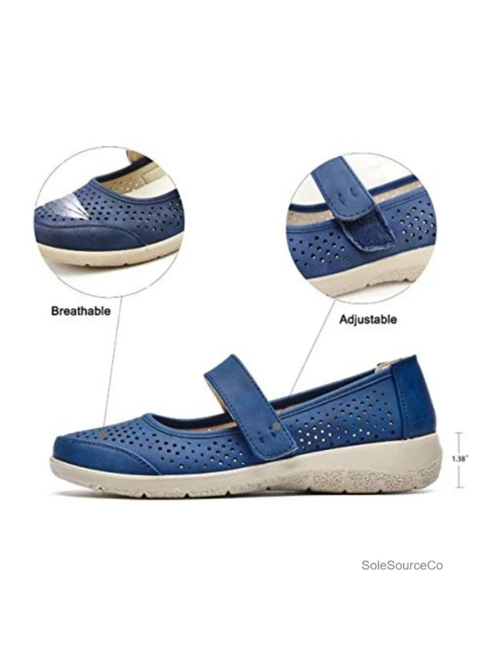 Mary Jane Flats Orthopedic Walking Shoes Breathable Slip-On Lightweight Comfort